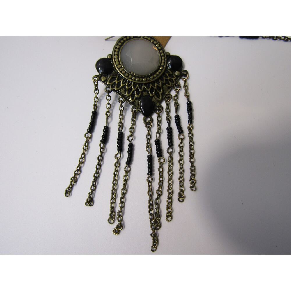 Shineland Gold Aztec Retro Beaded Indian Dangly Chain Earrings Boho - Picture 3 of 4